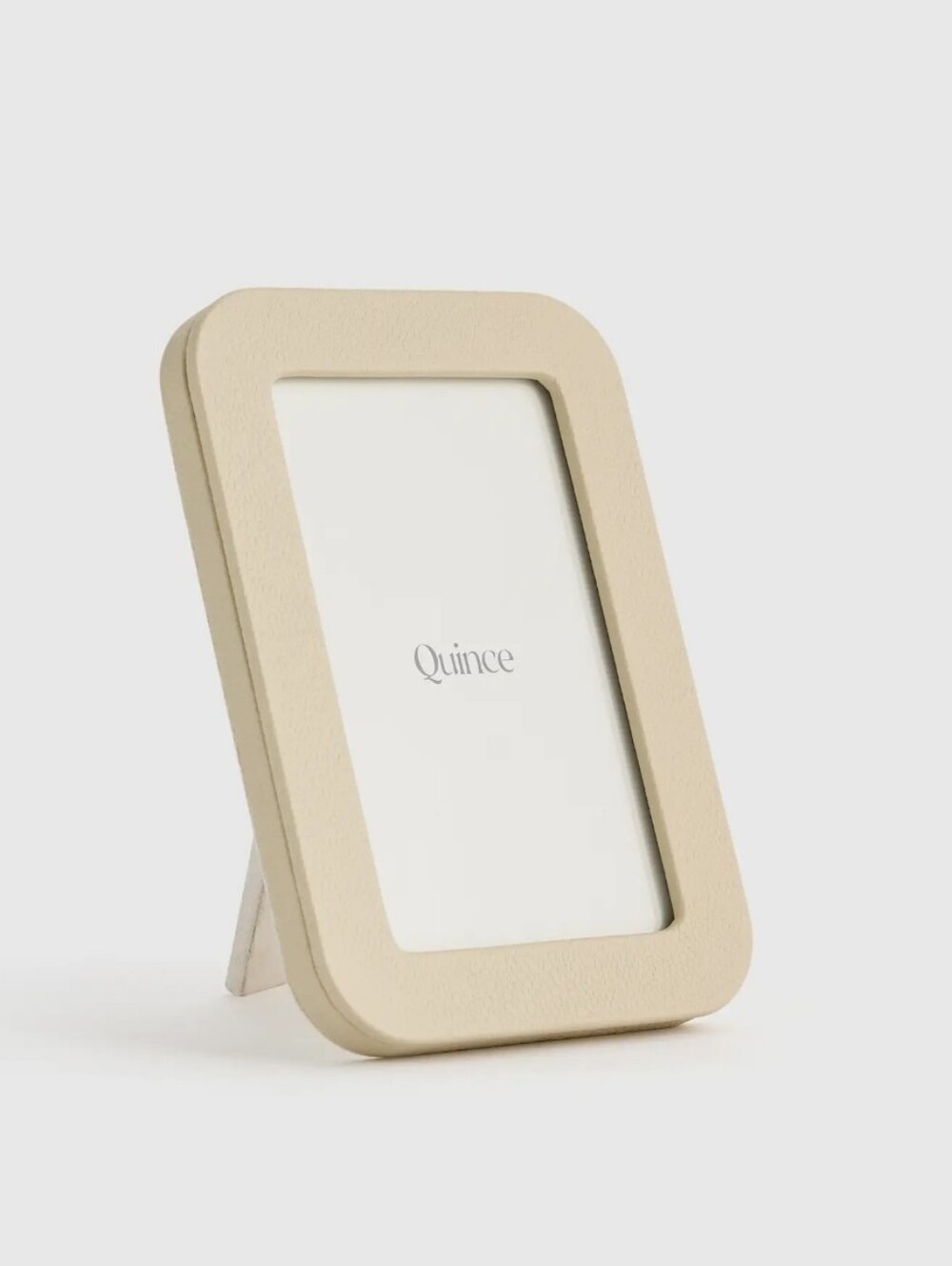 NIB Quince Shagreen Leather Picture Frame, Cream